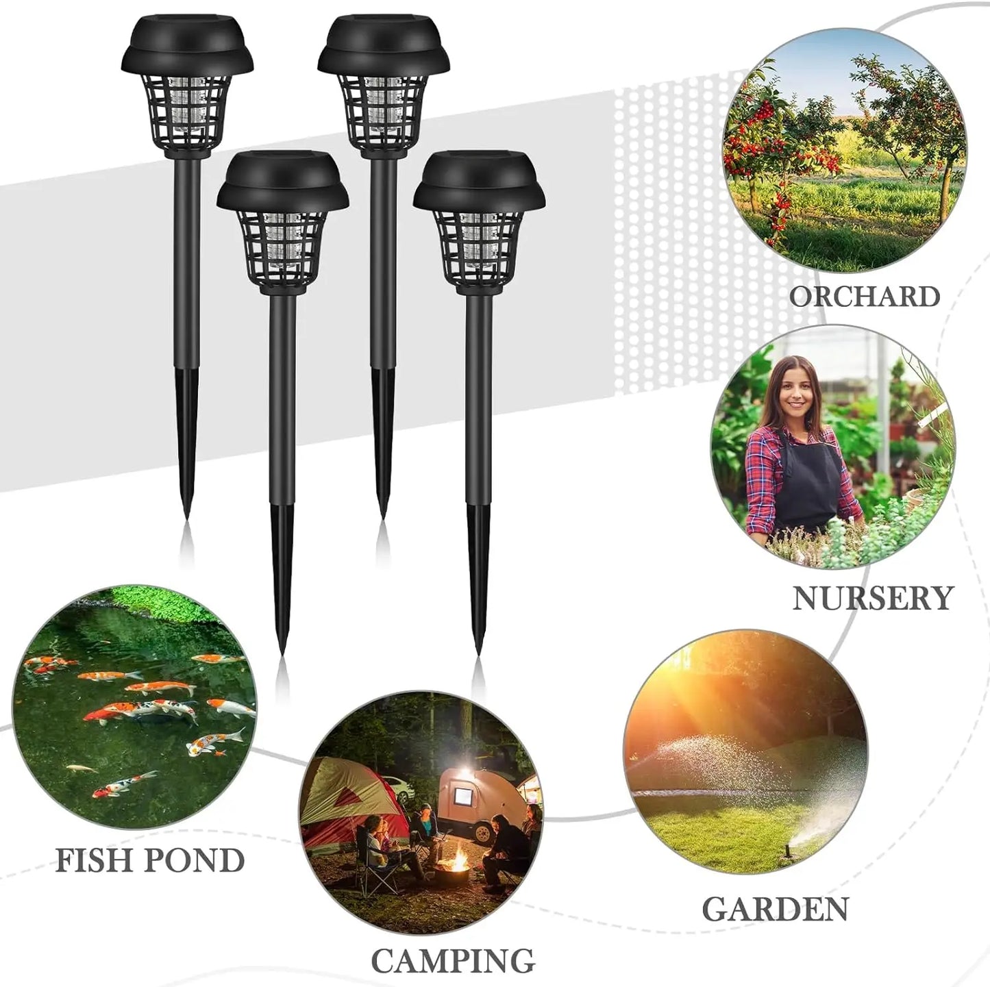 Solar Mosquito Killer Lamp Waterproof Outdoor Villa Garden Fly Trap Outdoor Courtyard Mosquito Attractor Electric Insect Killer