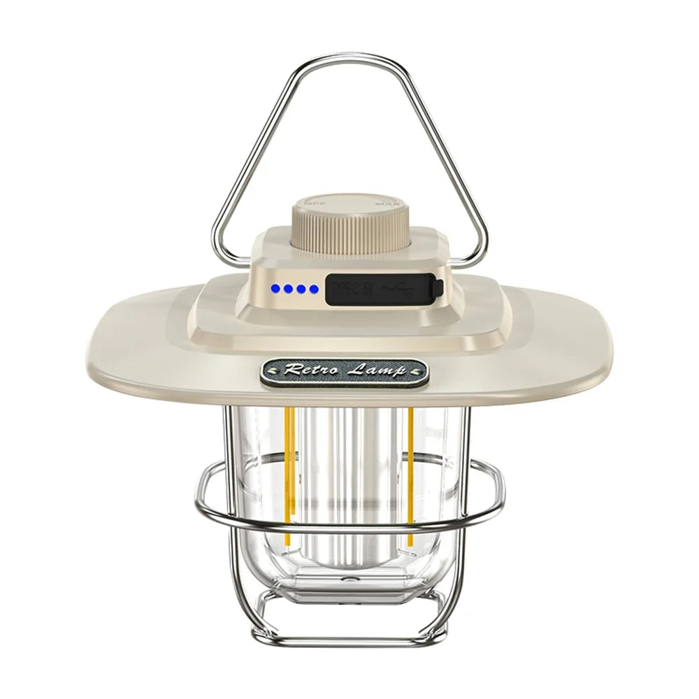 Mini Vintage Metal Hanging Lanterns 2000mAh Portable Camping Lamp USB Rechargeable Waterproof Outdoor Garden Lamp Tent Light