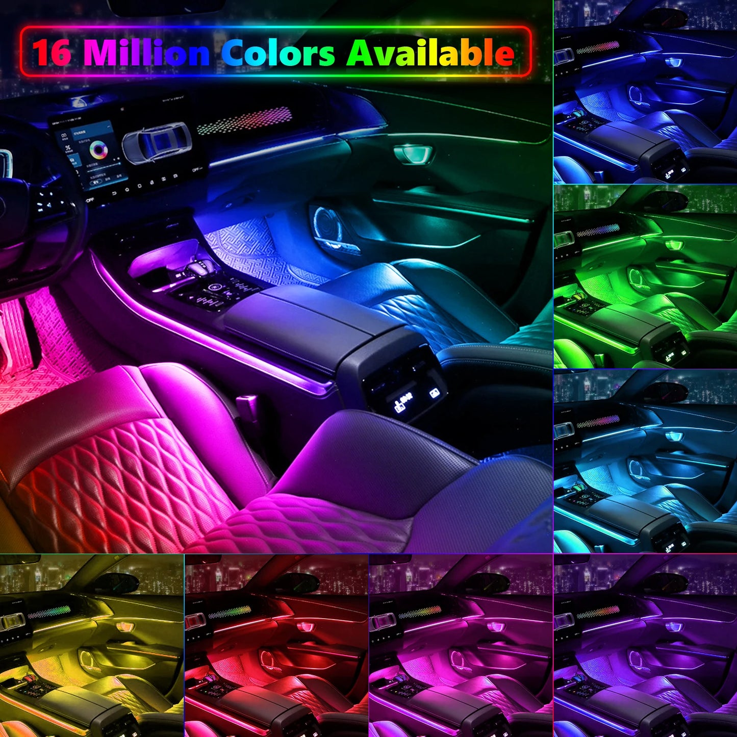 22in1 Symphony Car Ambient Light RGB 213 Color Universal Car Interior led strip acrylic Backlight Guide Symphony Atmosphere lamp