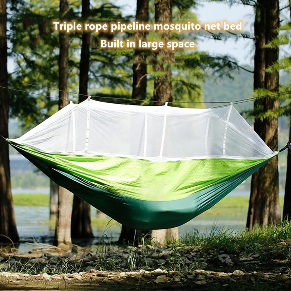 Portable Outdoor Camping Leisure Double Mosquito Net Hammocks Garden Travel Tourist Nature Hike Sleeping Hanging Hammock Swing