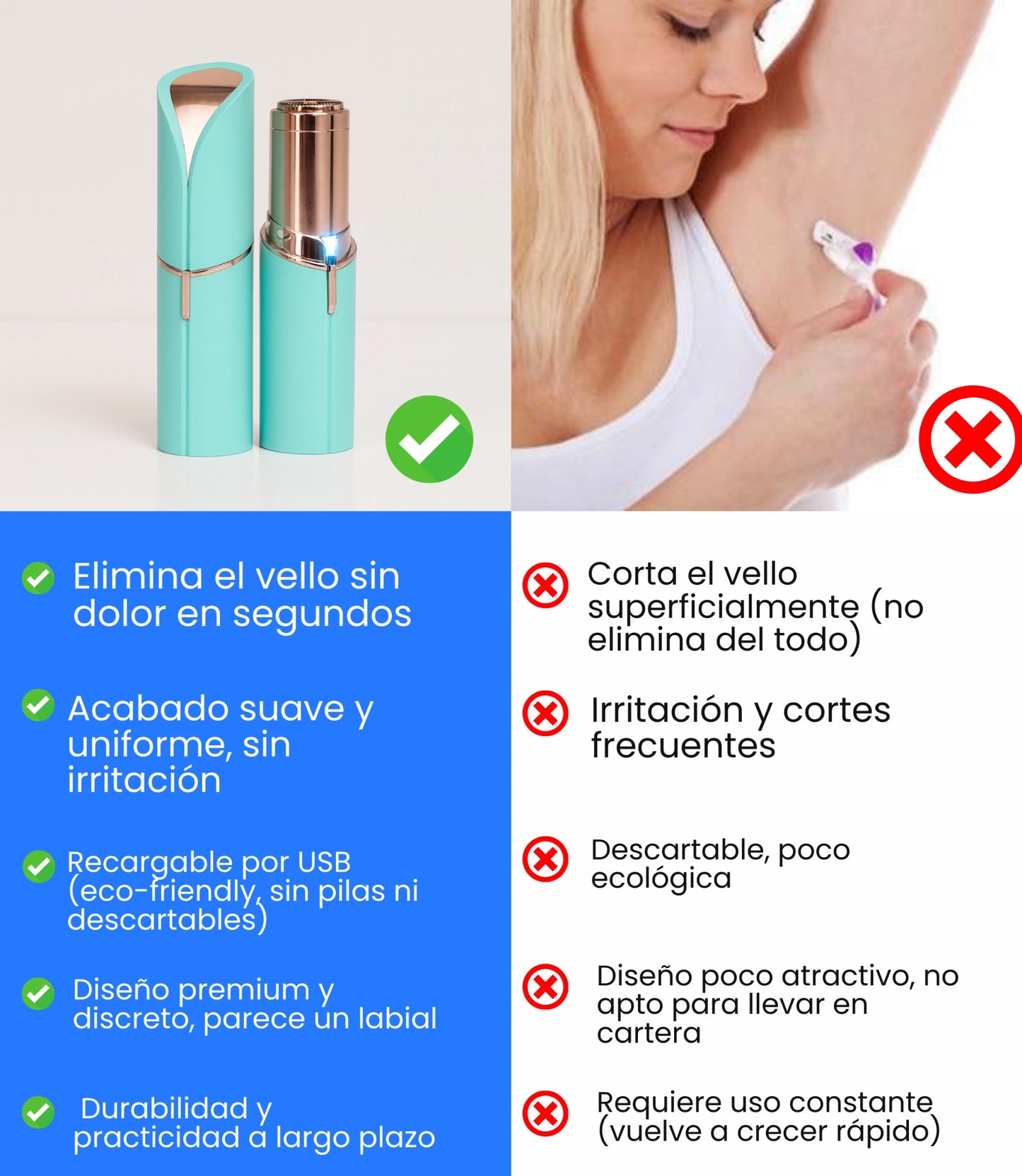 Depilador Facial Lisse Pro | Depilador de Bolsillo Recargable y Lavable