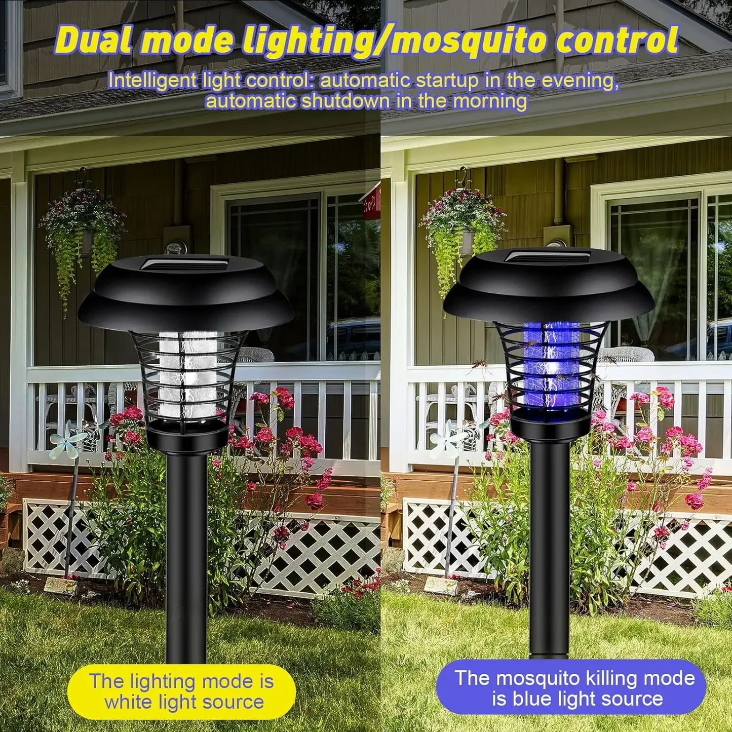 Solar Mosquito Killer Lamp Waterproof Outdoor Villa Garden Fly Trap Outdoor Courtyard Mosquito Attractor Electric Insect Killer
