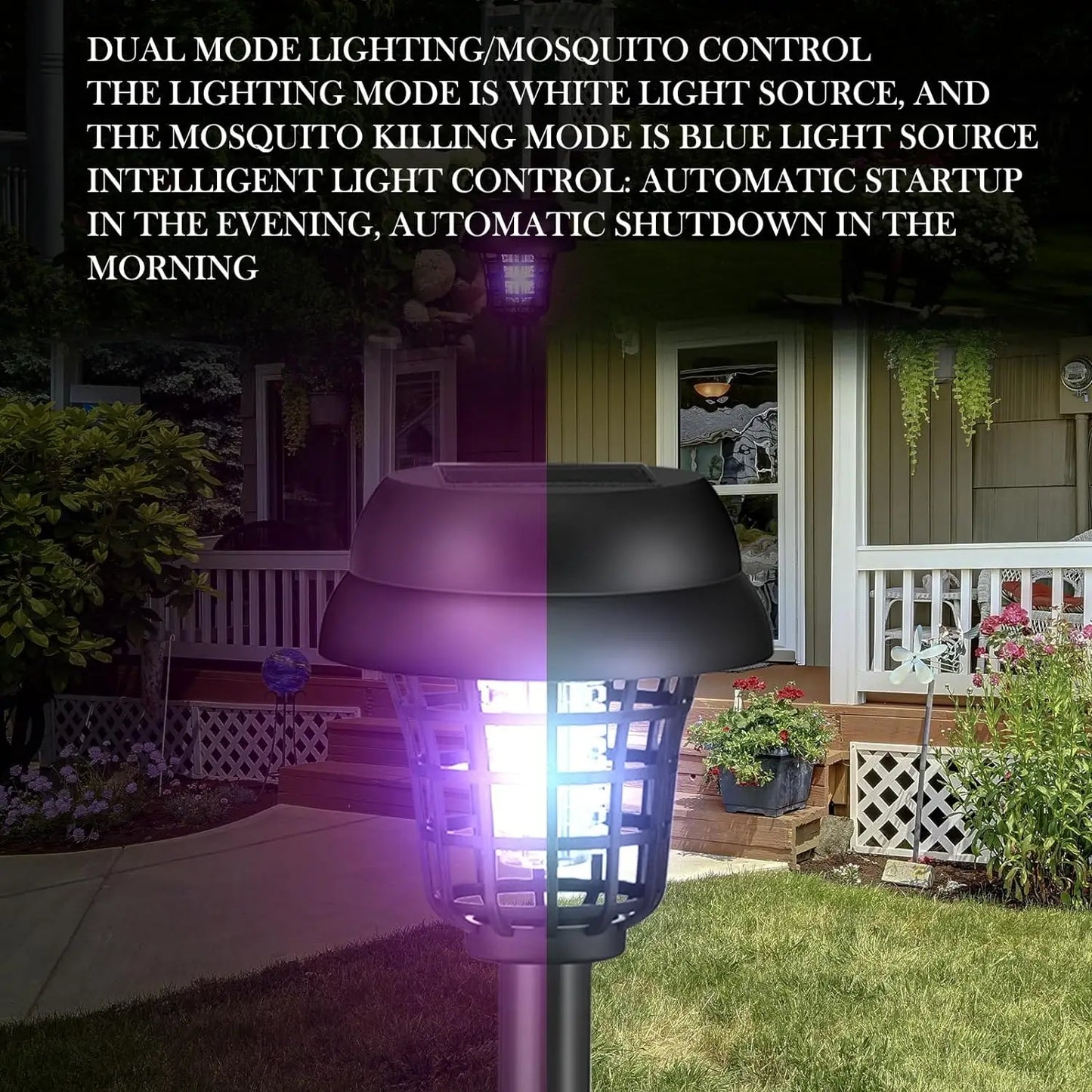 Solar Mosquito Killer Lamp Waterproof Outdoor Villa Garden Fly Trap Outdoor Courtyard Mosquito Attractor Electric Insect Killer
