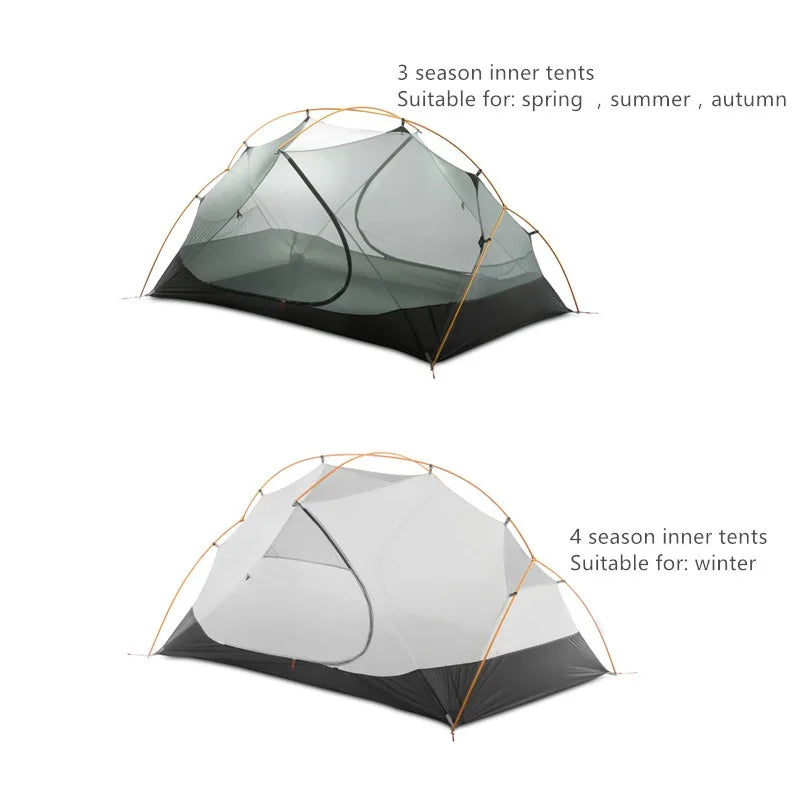 FLAME'S CREED 2 People Backpacking Tent Outdoor Camping 4 Season Winter 15D Tent Double Layer Waterproof Hiking Survival