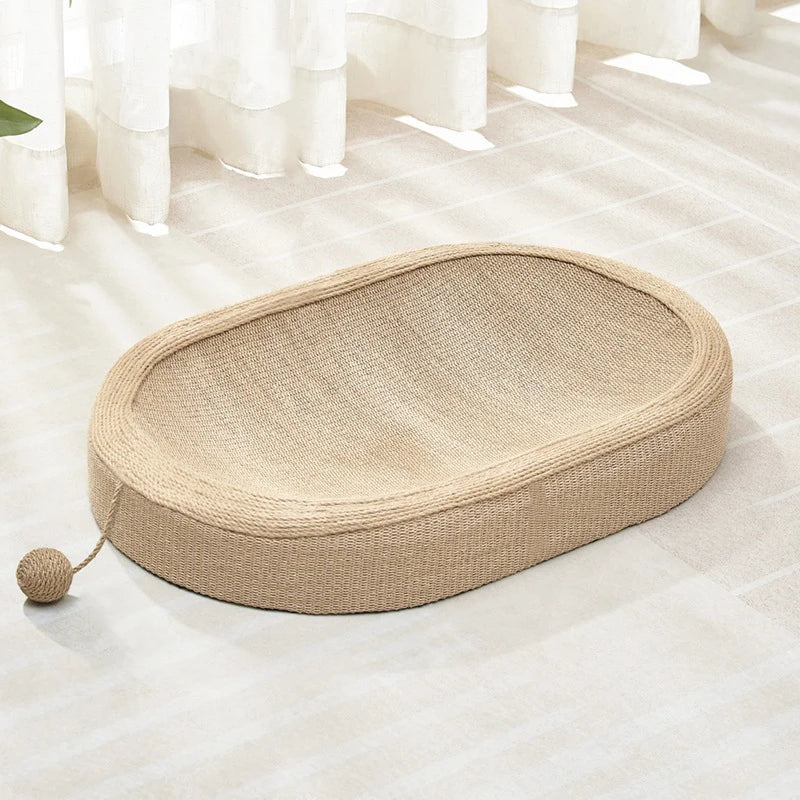 Cat Scratching Bed With Game BallLarge Oval Sisal BasinSofa ProtectorIndoor Cat Scratching BoardWear-resistant Pet Supplies
