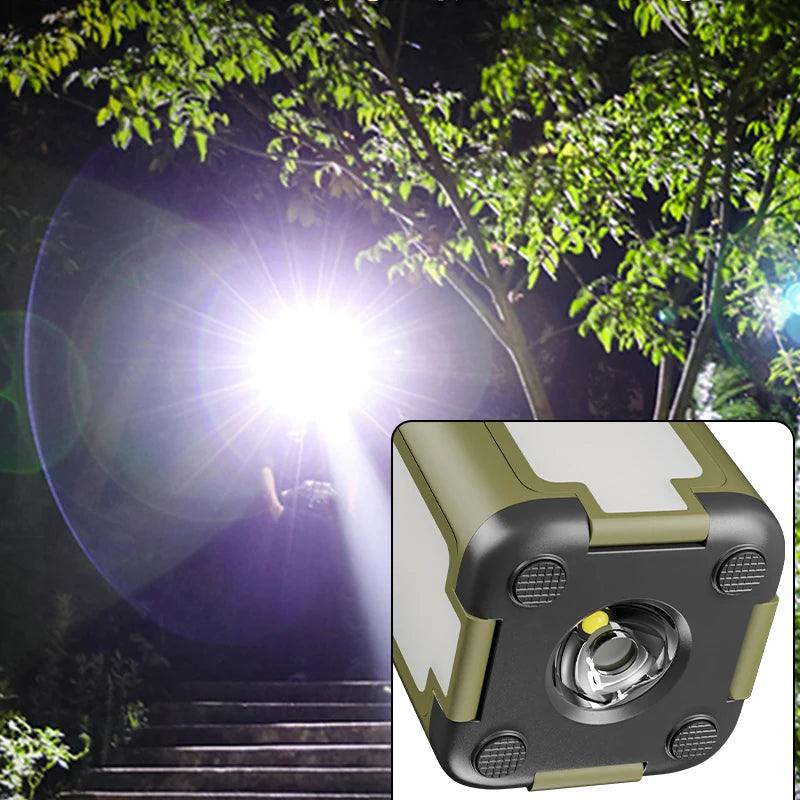 Solar Outdoor Portable Camping Light Solar Charging Foldable 2000mah Power Bank Intelligent Display Portable Hanging Tent Light