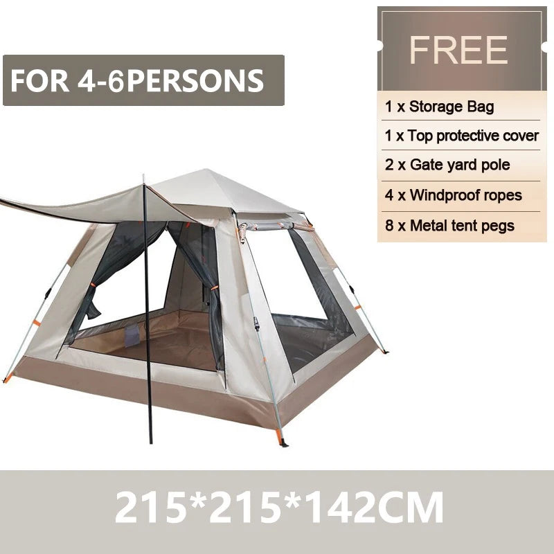 Goture 6-7Person Waterproof Automatic Tent 240*240*150cm Double Layer Camping Tent Outdoor Dome Camping Family Tent Couple Tents