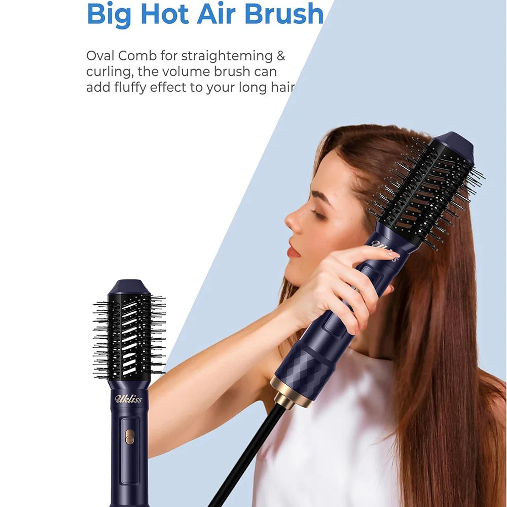 6 In 1 Hair Dryer Brush Electric Blow Dryer Comb Hairdryer Negative Ionic Hair Blower Brush Air Styling Hair Curler Curling Wand