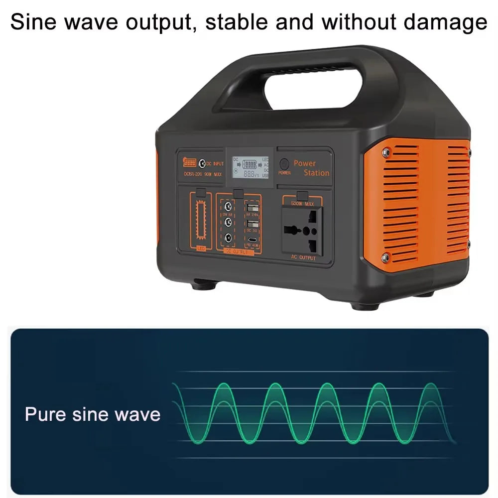 Solar Generator 460Wh Portable Power Station 300W 500WLiFePo4 Batteries 110V 220V Energy Storage Supply LED For Camping RV Trip