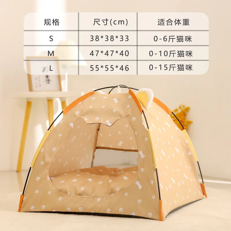 Pet Tent Bed Removable Cat Sofa Basket Canvas Semi-enclosed Cat House Dog Cave Hut Cat Sleeping Bed for Room Decor Pet Supplies