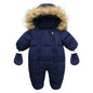 2024 New Winter Baby Rompers Thick Warm Infant Hooded Inside Fleece Jumpsuit Newborn Boy Girl Overalls Toddler Clothing Set