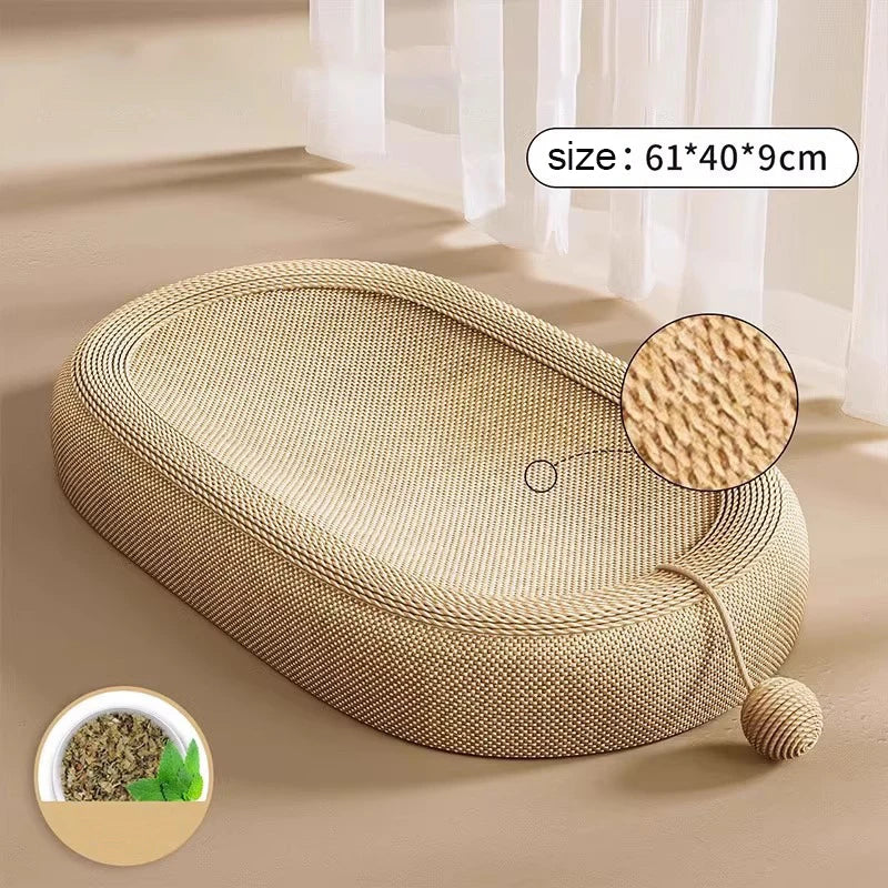 Cat Scratching Bed With Game BallLarge Oval Sisal BasinSofa ProtectorIndoor Cat Scratching BoardWear-resistant Pet Supplies