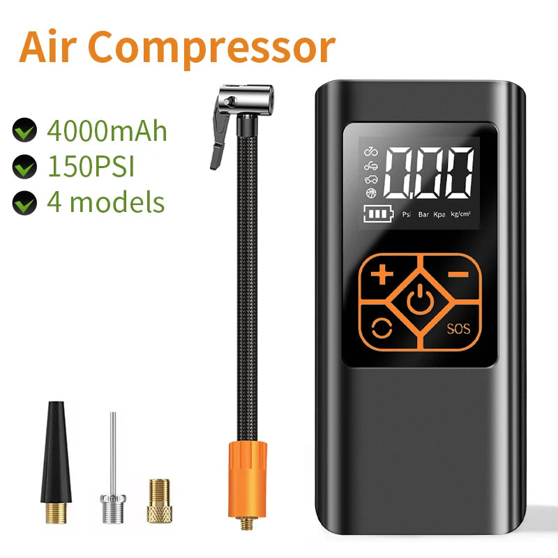Car Tire Inflator 150psi Air Pump Portable Cordless Air Compressor Electric Air Injector For Motocycle Bicycle Balls Tyre Tools