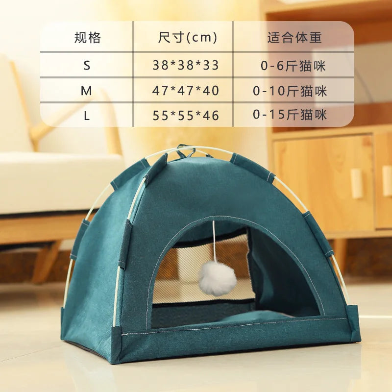 Pet Tent Bed Removable Cat Sofa Basket Canvas Semi-enclosed Cat House Dog Cave Hut Cat Sleeping Bed for Room Decor Pet Supplies