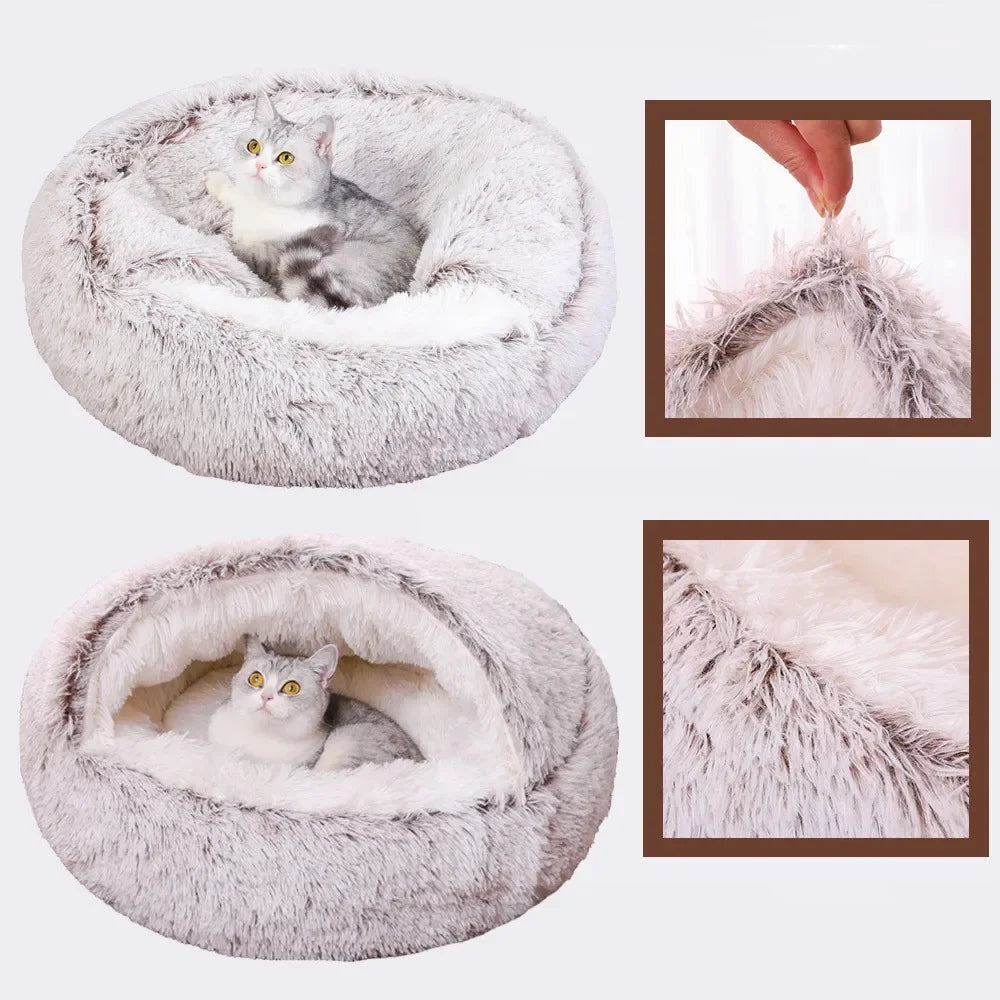 Long Haired Fur Shell Nest Crystal Velvet Warm Thick Sleeping Bag Cat Sleeping Bag Autumn Winter Universal Cat Nest Dog Nest