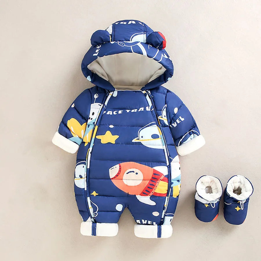 New born Autumn Winter Overall For Children Infant Thicken Clothes Boy Hooded Baby costume little Girls clothing toddler Romper