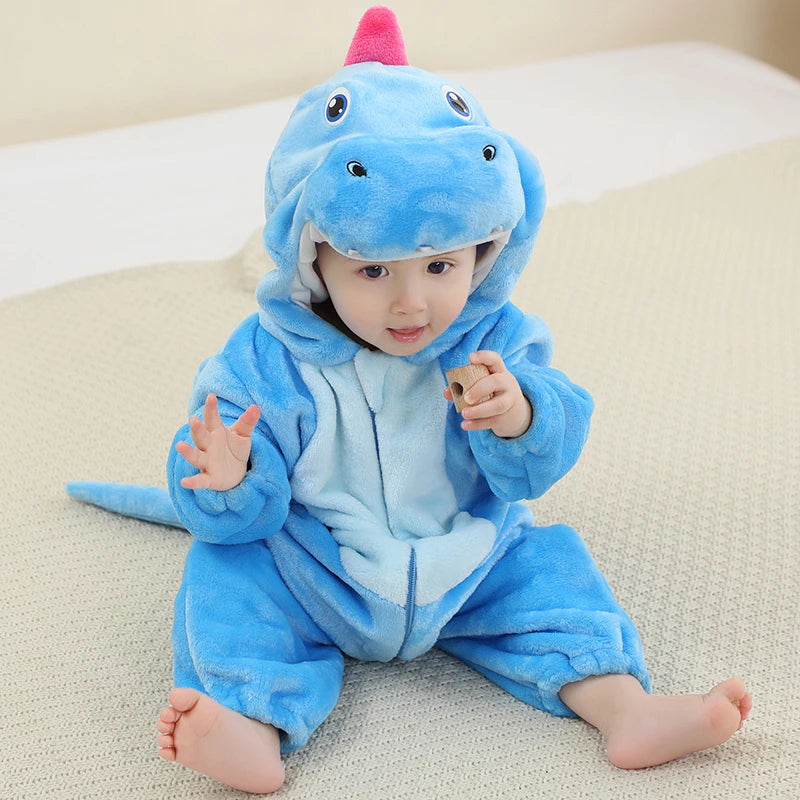MICHLEY NEW Carnival Blue Dragon Baby Rompers Winter Costume Clothes Cartoon Jumpsuit Bodysuits Overall For Girl Boy Bebe 2-36M