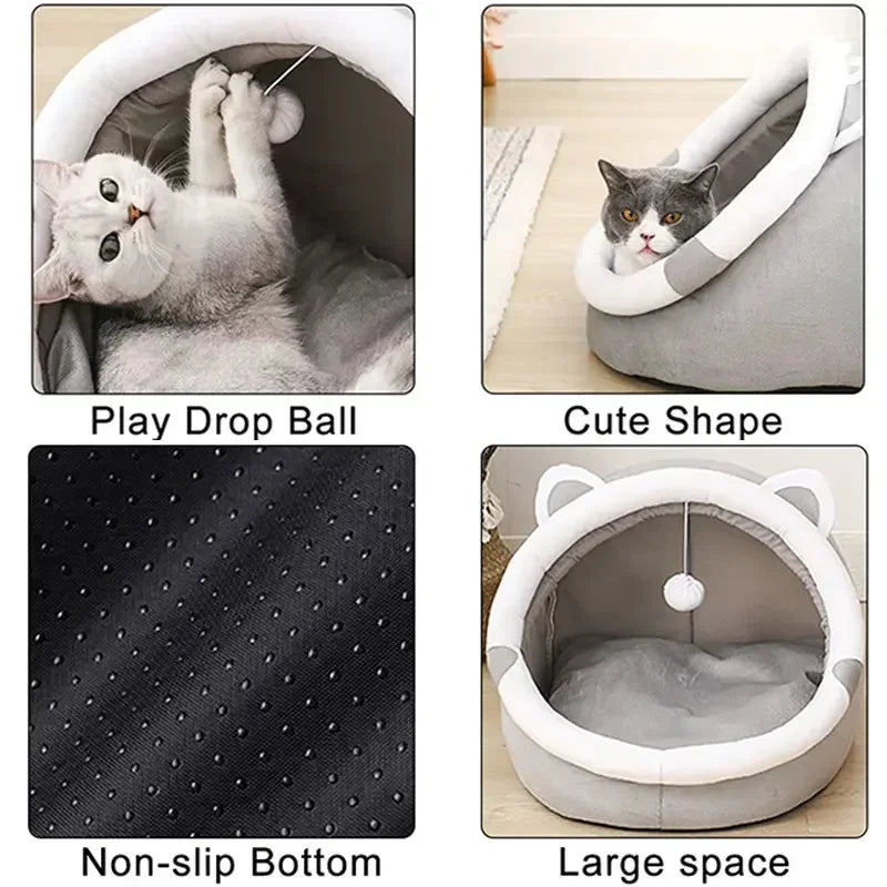 Super Cat Bed Warm Pet House Kitten Cave Cushion Cat House Warm Sleeping Dog Basket Tent Small Dog Mat Supplies Bed For Cats