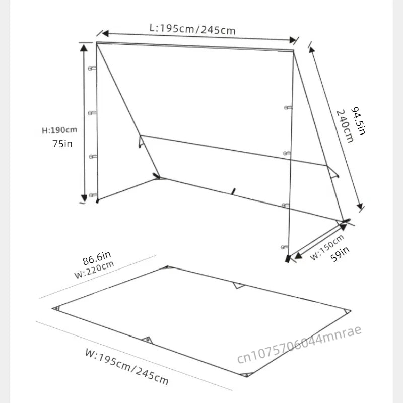 Outdoor Car Side Tent, Expansion Accessories, Shelter with Windows, Side Arrangement of Bags, Projection Screen Tent