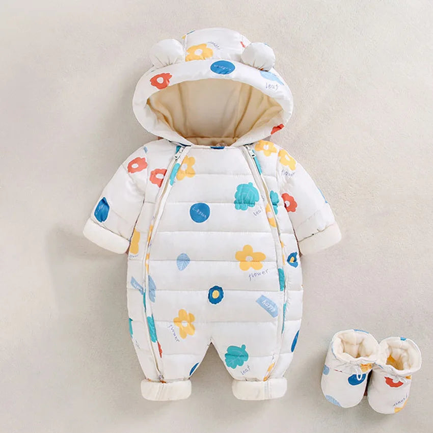 New born Autumn Winter Overall For Children Infant Thicken Clothes Boy Hooded Baby costume little Girls clothing toddler Romper