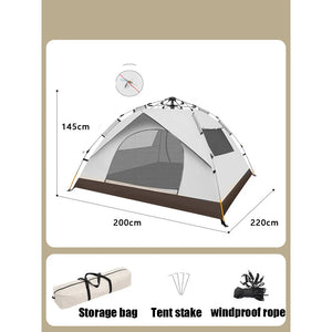 Portable Automatic Automatic Tent, Fully House, Outdoor Camping, Silver Glue Coating, Waterproof Windows and Doors Against Mosqu