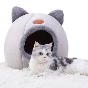 Cozy Cat Cave Bed with Removable Cushion Pillow Soft Warm Pet House for Indoor Cats Puppy Kitten Small Dog Cute Nest Home Travel