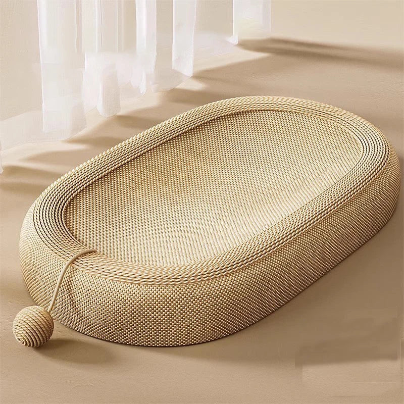Cat Scratching Bed With Game BallLarge Oval Sisal BasinSofa ProtectorIndoor Cat Scratching BoardWear-resistant Pet Supplies