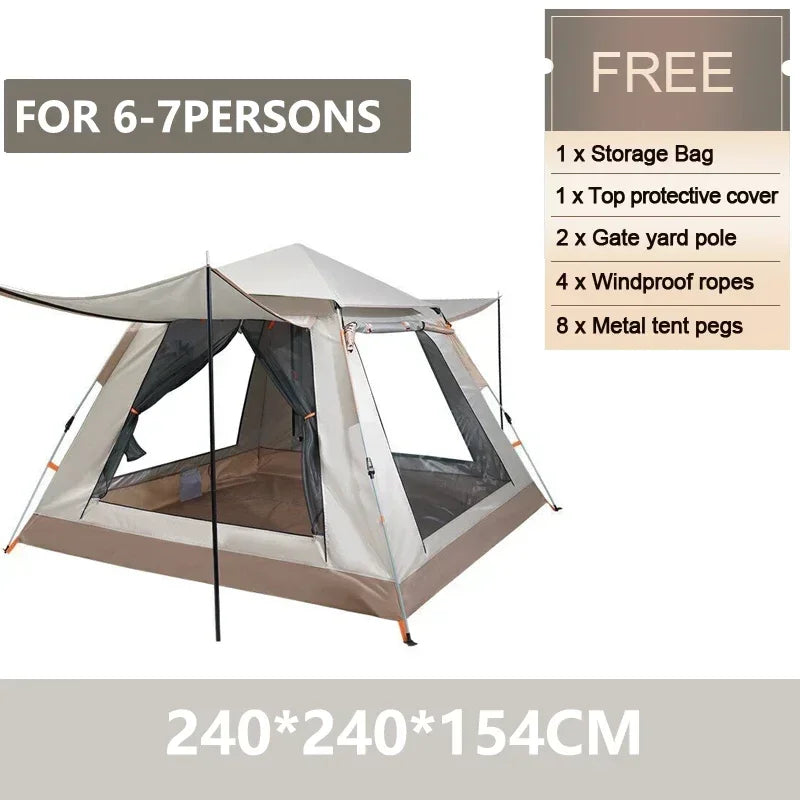 Goture 6-7Person Waterproof Automatic Tent 240*240*150cm Double Layer Camping Tent Outdoor Dome Camping Family Tent Couple Tents
