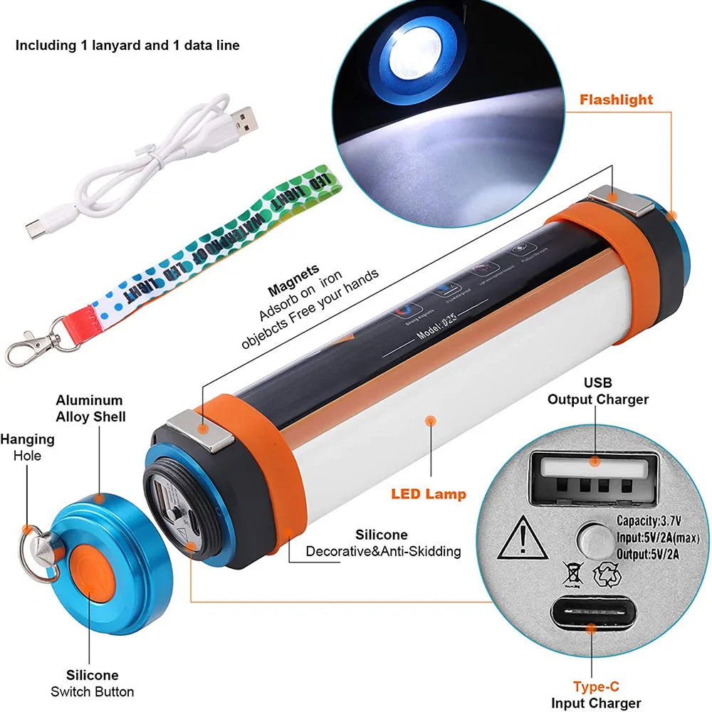ZK30 Dropshipping Mosquito Tent Lamp Portable LED Camping Light  USB Rechargeable Waterproof Lantern Flashlight Hanging Magnetic