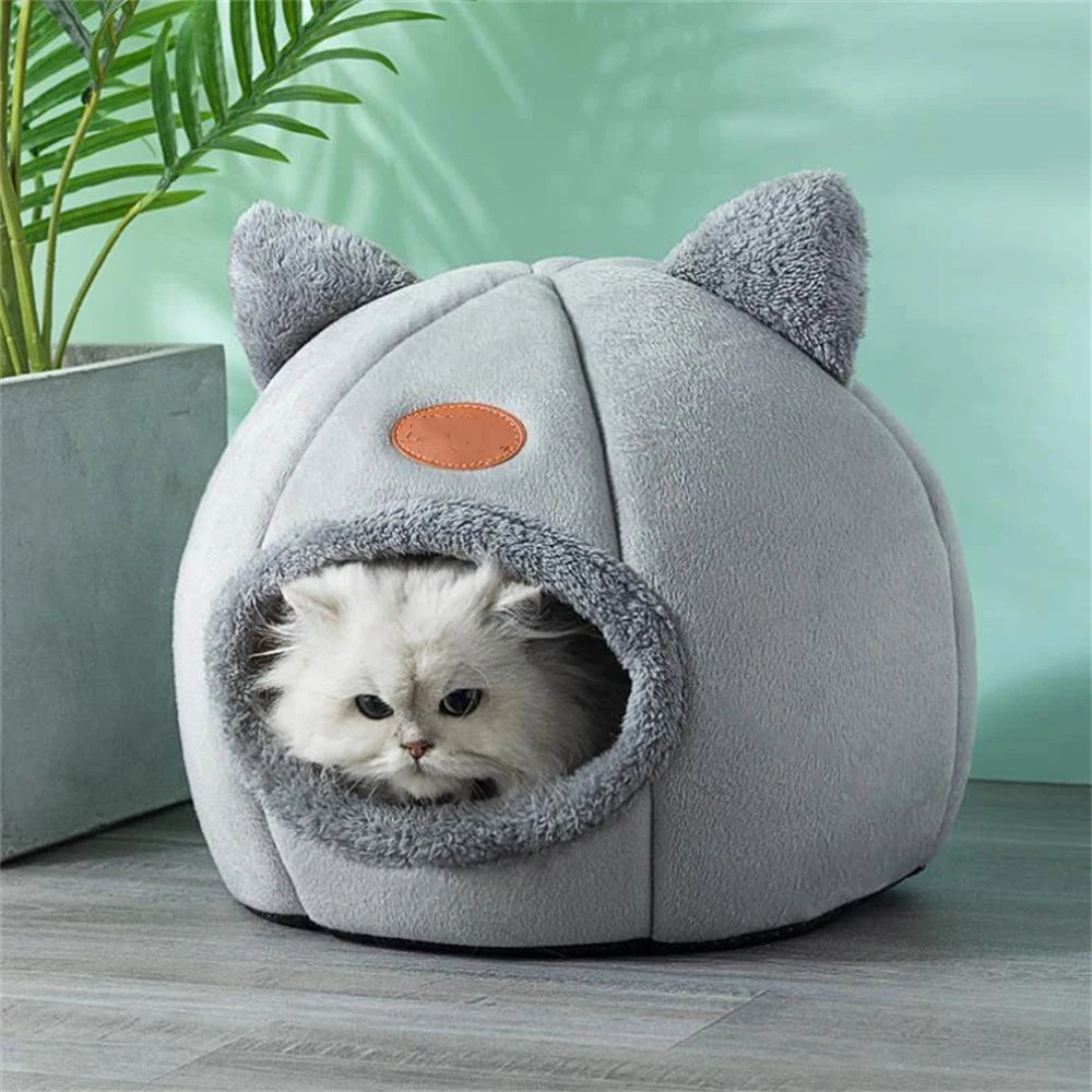 Cozy Cat Cave Bed with Removable Cushion Pillow Soft Warm Pet House for Indoor Cats Puppy Kitten Small Dog Cute Nest Home Travel
