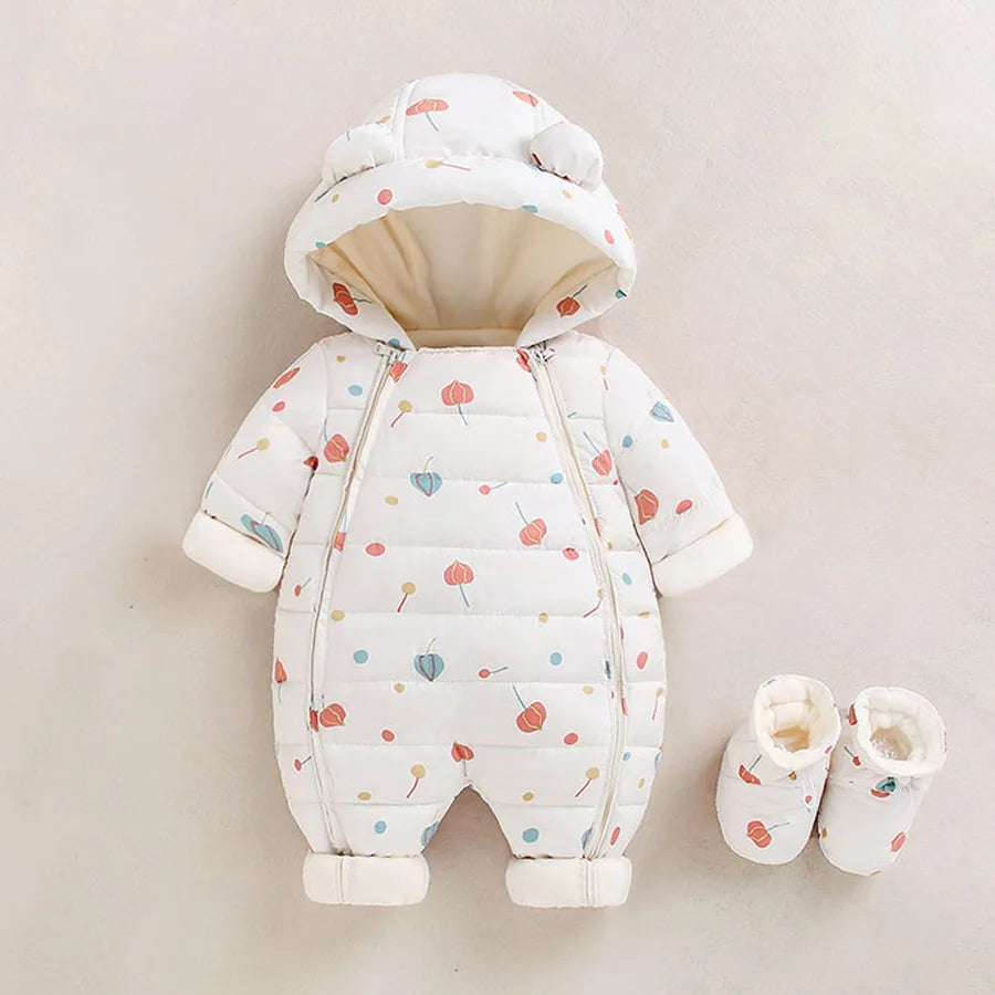 New born Autumn Winter Overall For Children Infant Thicken Clothes Boy Hooded Baby costume little Girls clothing toddler Romper