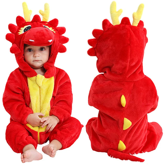 MICHLEY NEW Carnival Blue Dragon Baby Rompers Winter Costume Clothes Cartoon Jumpsuit Bodysuits Overall For Girl Boy Bebe 2-36M