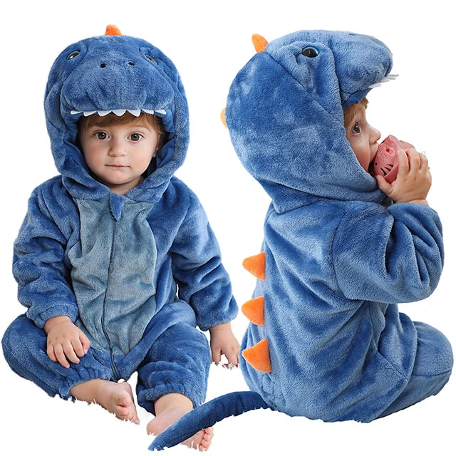MICHLEY NEW Carnival Blue Dragon Baby Rompers Winter Costume Clothes Cartoon Jumpsuit Bodysuits Overall For Girl Boy Bebe 2-36M