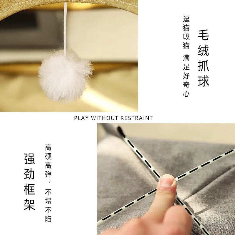 Pet Tent Bed Removable Cat Sofa Basket Canvas Semi-enclosed Cat House Dog Cave Hut Cat Sleeping Bed for Room Decor Pet Supplies