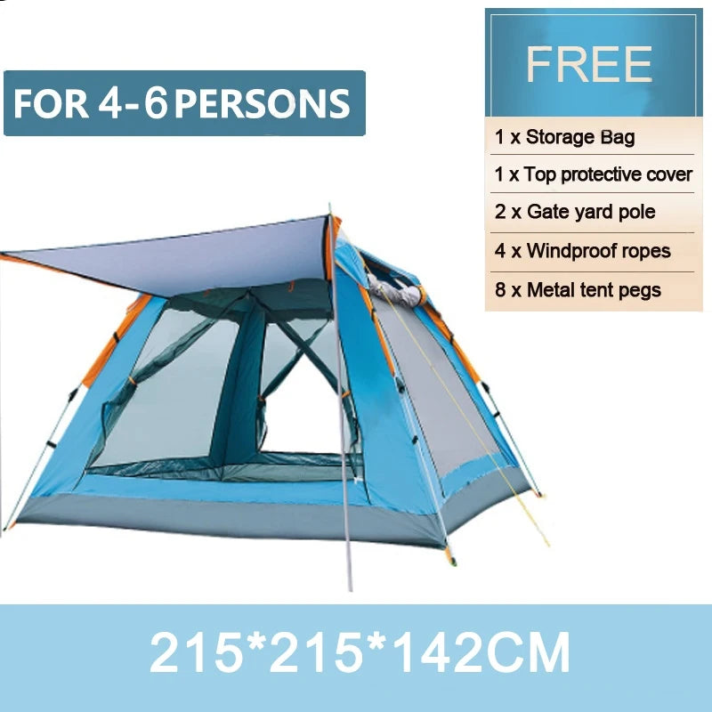 Goture 6-7Person Waterproof Automatic Tent 240*240*150cm Double Layer Camping Tent Outdoor Dome Camping Family Tent Couple Tents