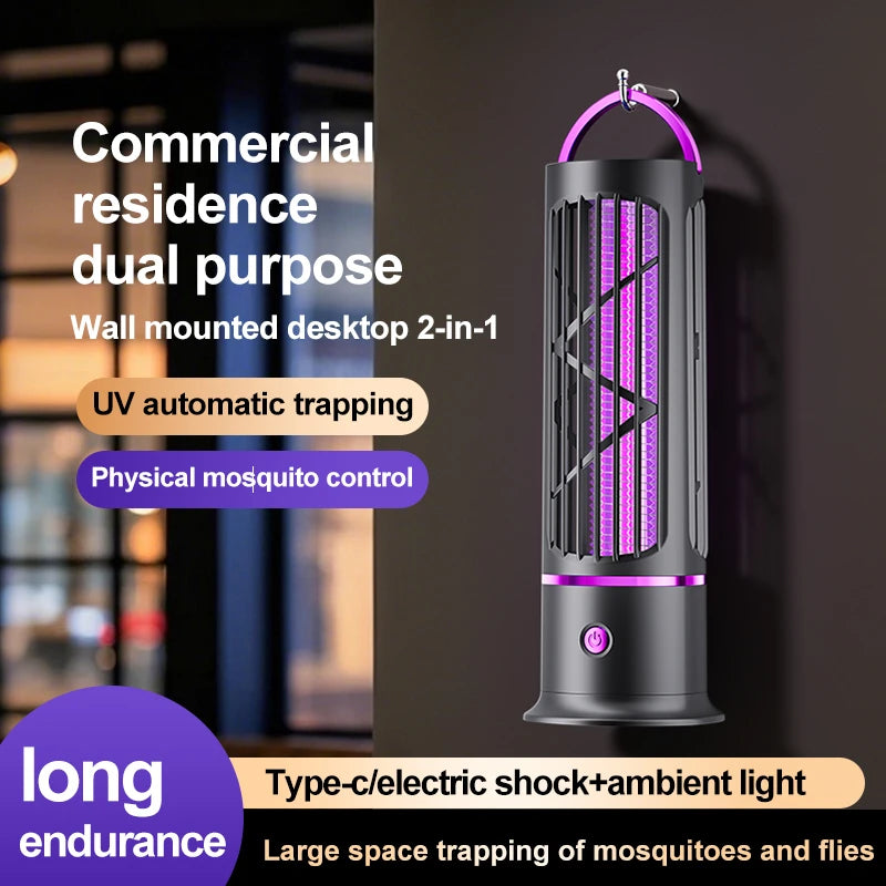 Household Electric Shock Mosquito Light Rechargeable Camping Light Night Light Outdoor Indoor Violet Light Repellent Mosquitoes