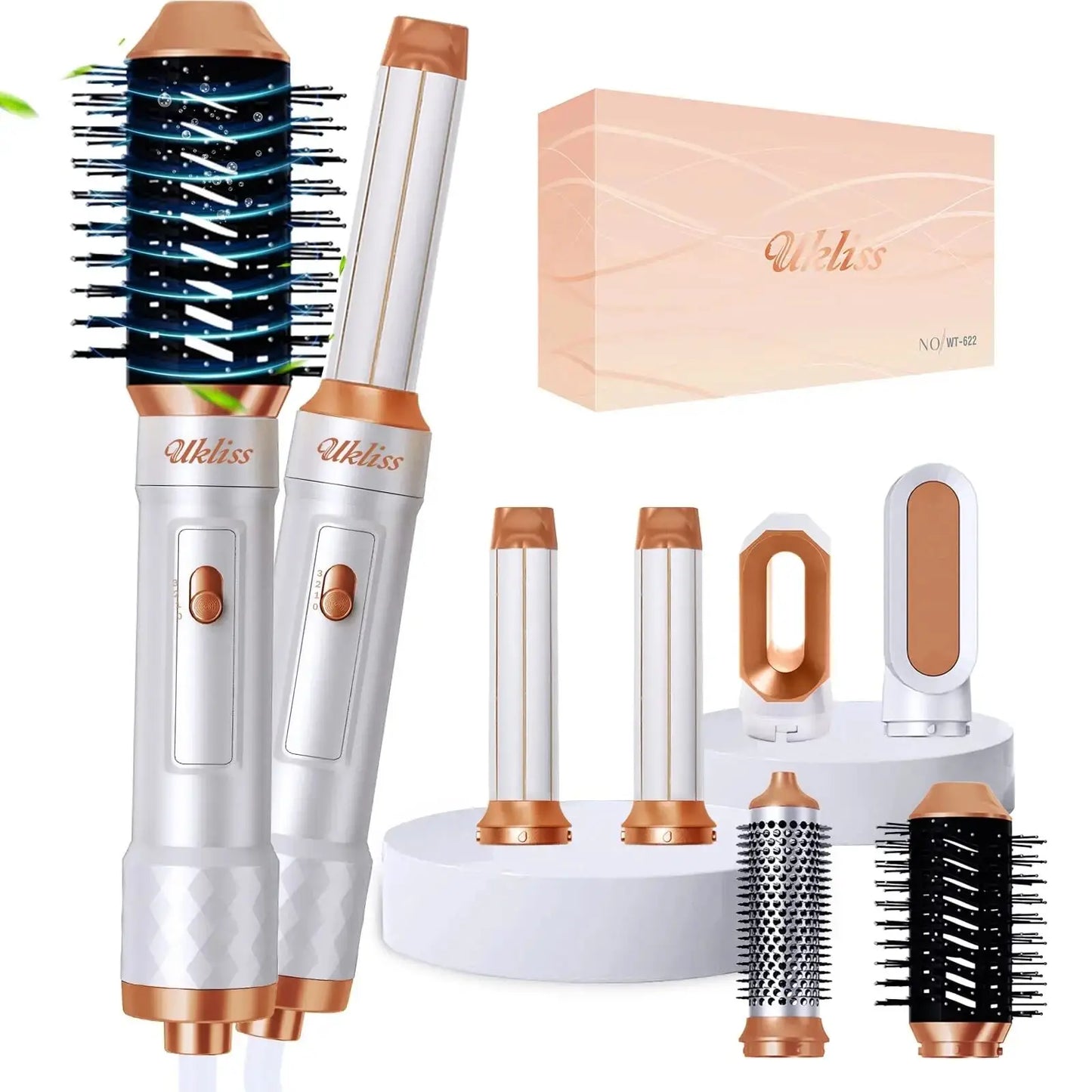 6 In 1 Hair Dryer Brush Electric Blow Dryer Comb Hairdryer Negative Ionic Hair Blower Brush Air Styling Hair Curler Curling Wand
