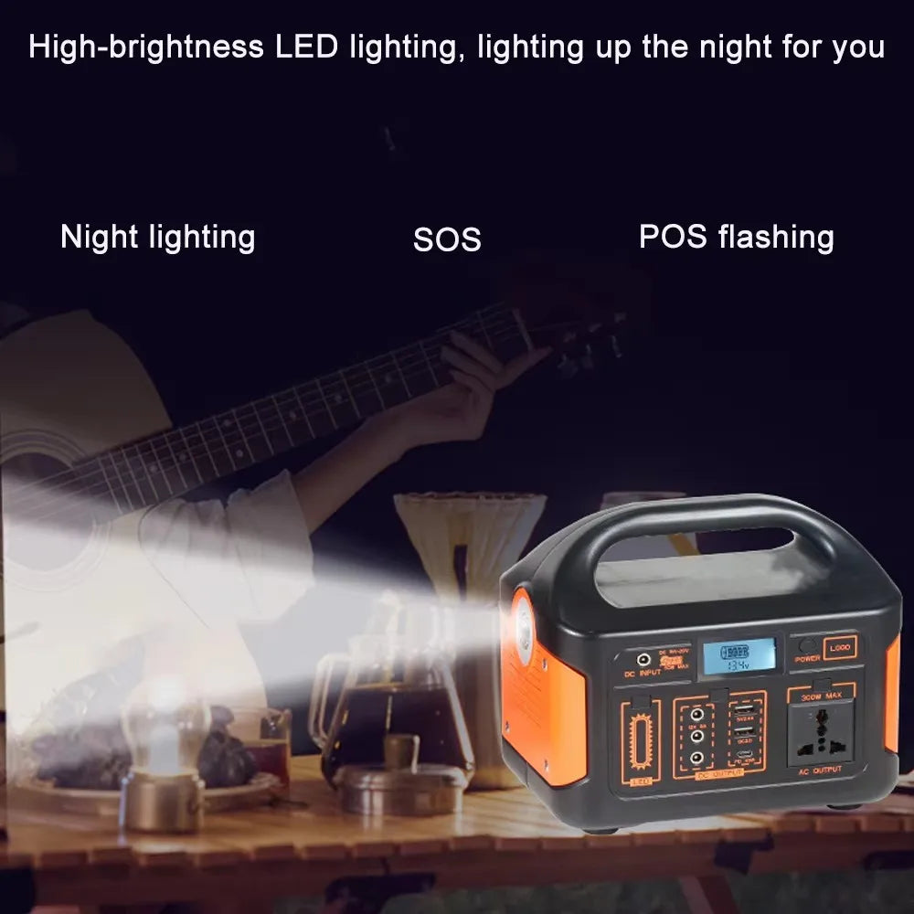 Solar Generator 460Wh Portable Power Station 300W 500WLiFePo4 Batteries 110V 220V Energy Storage Supply LED For Camping RV Trip