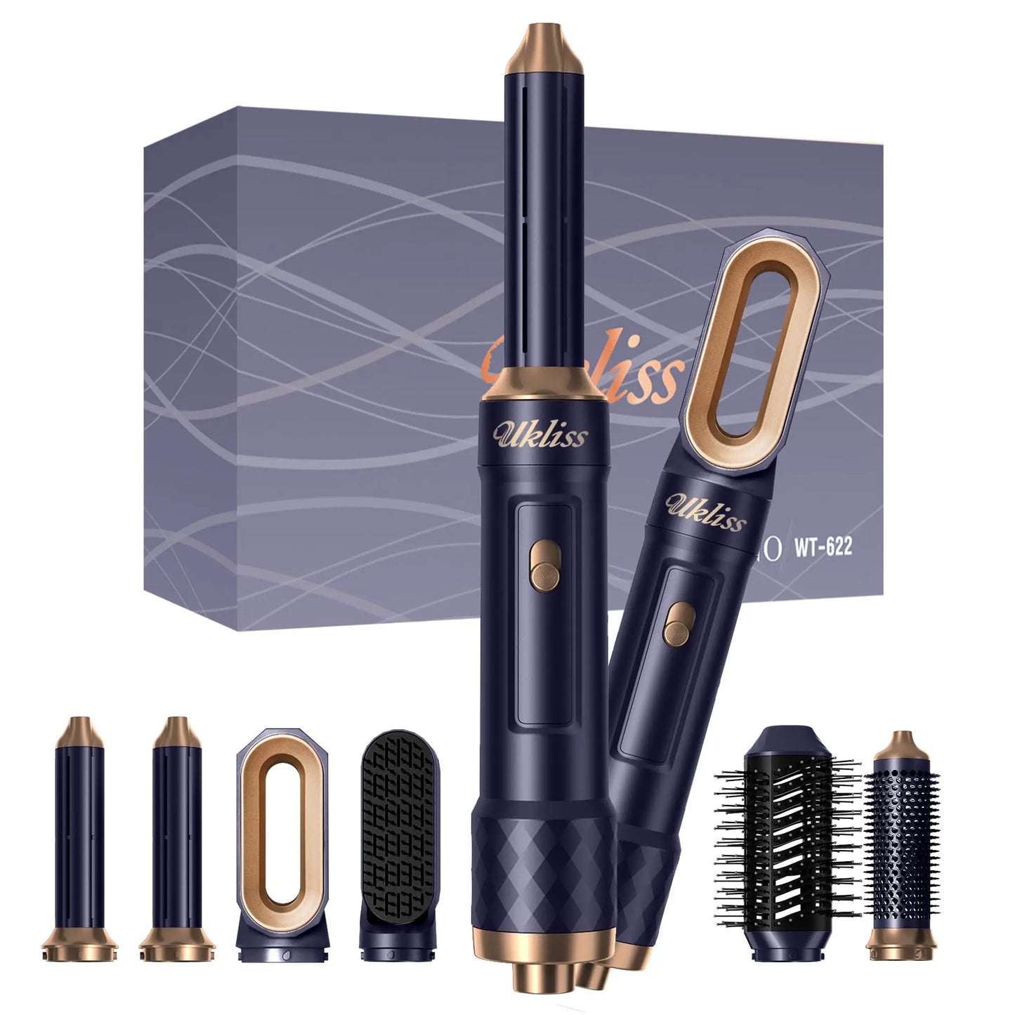 6 In 1 Hair Dryer Brush Electric Blow Dryer Comb Hairdryer Negative Ionic Hair Blower Brush Air Styling Hair Curler Curling Wand