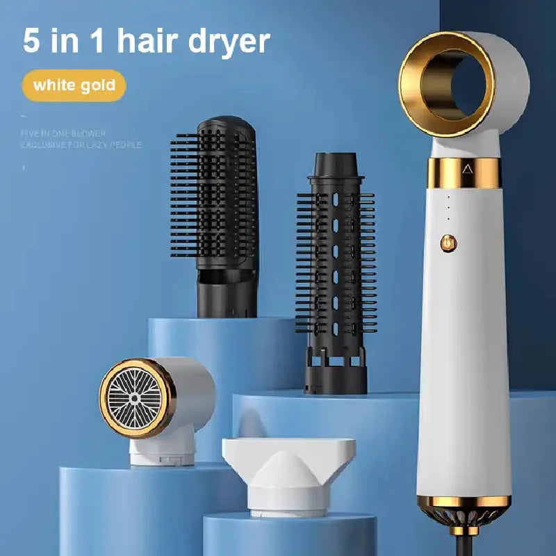 5 In 1 Hair Dryer Electric Hot Air Brush Multifunctional Hair Straightener Curler Blow  Dryer Styling Set