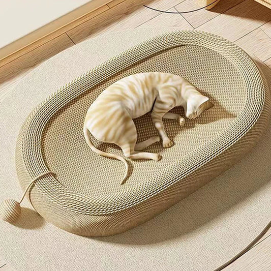 Cat Scratching Bed With Game BallLarge Oval Sisal BasinSofa ProtectorIndoor Cat Scratching BoardWear-resistant Pet Supplies