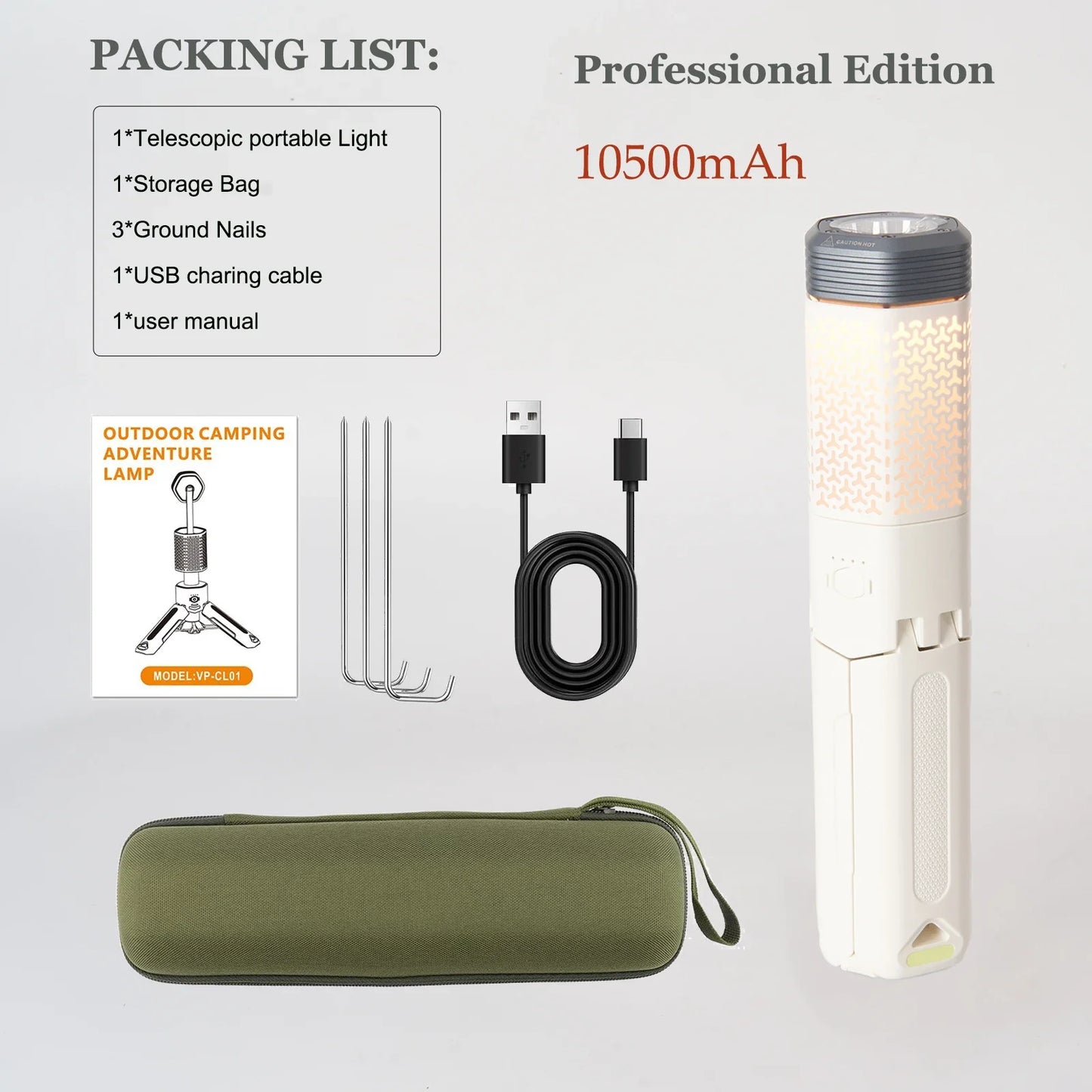 2024 new Camping light Telescopic and Collapsible Camping Lanterns with 2 Light Sources Mobile Lighting 10500mAh Flash Light