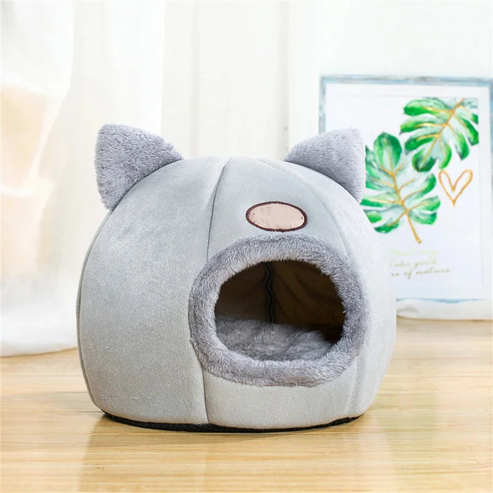 Cozy Cat Cave Bed with Removable Cushion Pillow Soft Warm Pet House for Indoor Cats Puppy Kitten Small Dog Cute Nest Home Travel