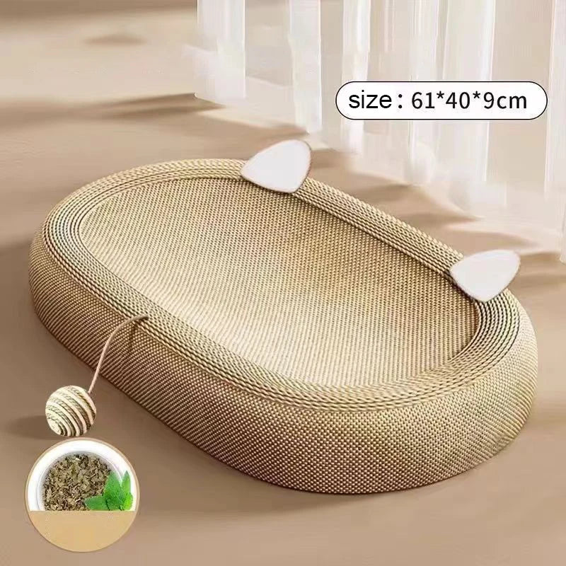Cat Scratching Bed With Game BallLarge Oval Sisal BasinSofa ProtectorIndoor Cat Scratching BoardWear-resistant Pet Supplies