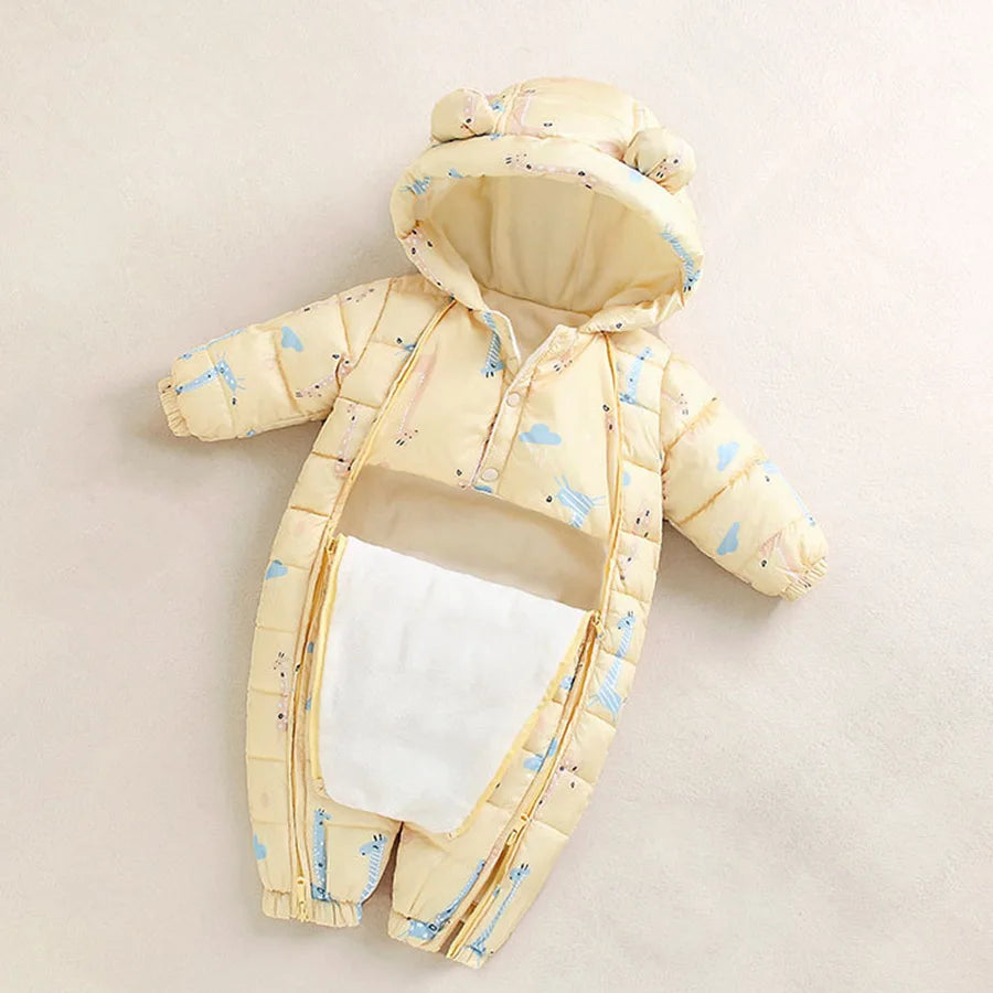 New born Autumn Winter Overall For Children Infant Thicken Clothes Boy Hooded Baby costume little Girls clothing toddler Romper