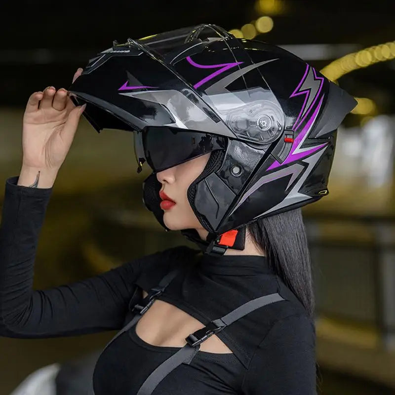 Adult Motorcycle Helmet Motorcycle Open Face Helmet Double Visor Protective Gear Headgear For Racing Street Riding Sportbike
