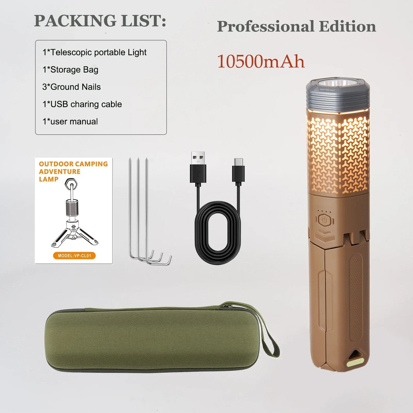 2024 new Camping light Telescopic and Collapsible Camping Lanterns with 2 Light Sources Mobile Lighting 10500mAh Flash Light