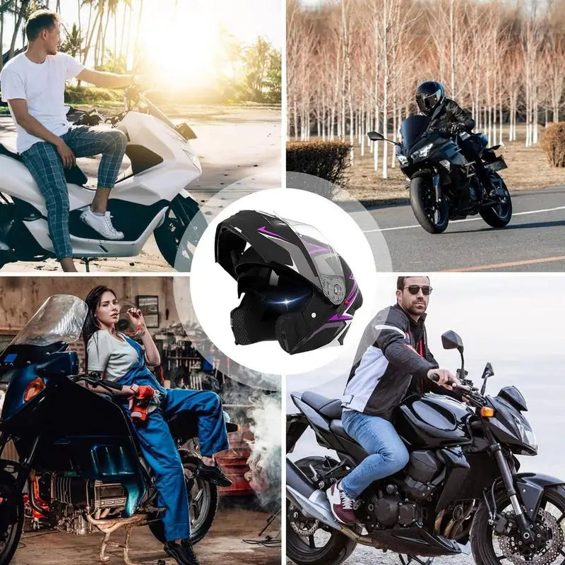 Adult Motorcycle Helmet Motorcycle Open Face Helmet Double Visor Protective Gear Headgear For Racing Street Riding Sportbike
