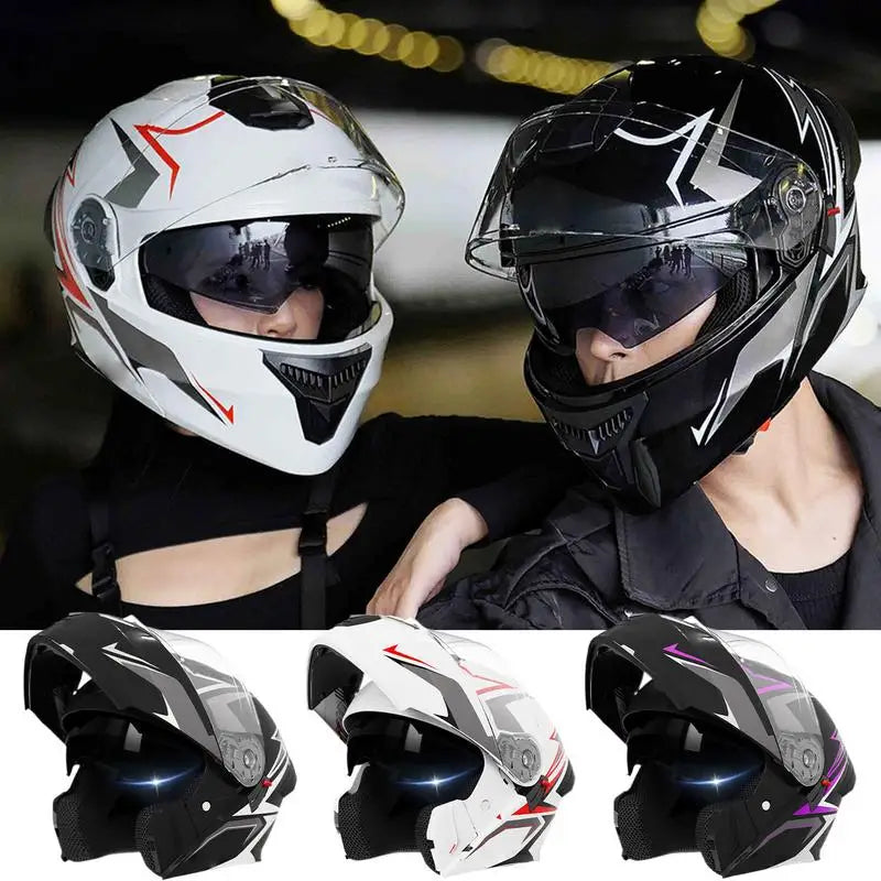 Adult Motorcycle Helmet Motorcycle Open Face Helmet Double Visor Protective Gear Headgear For Racing Street Riding Sportbike