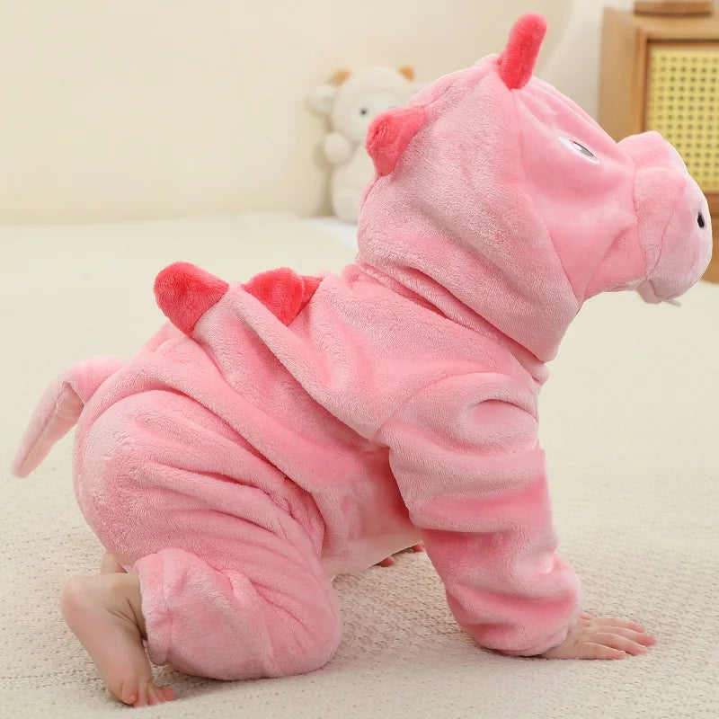 MICHLEY NEW Carnival Blue Dragon Baby Rompers Winter Costume Clothes Cartoon Jumpsuit Bodysuits Overall For Girl Boy Bebe 2-36M